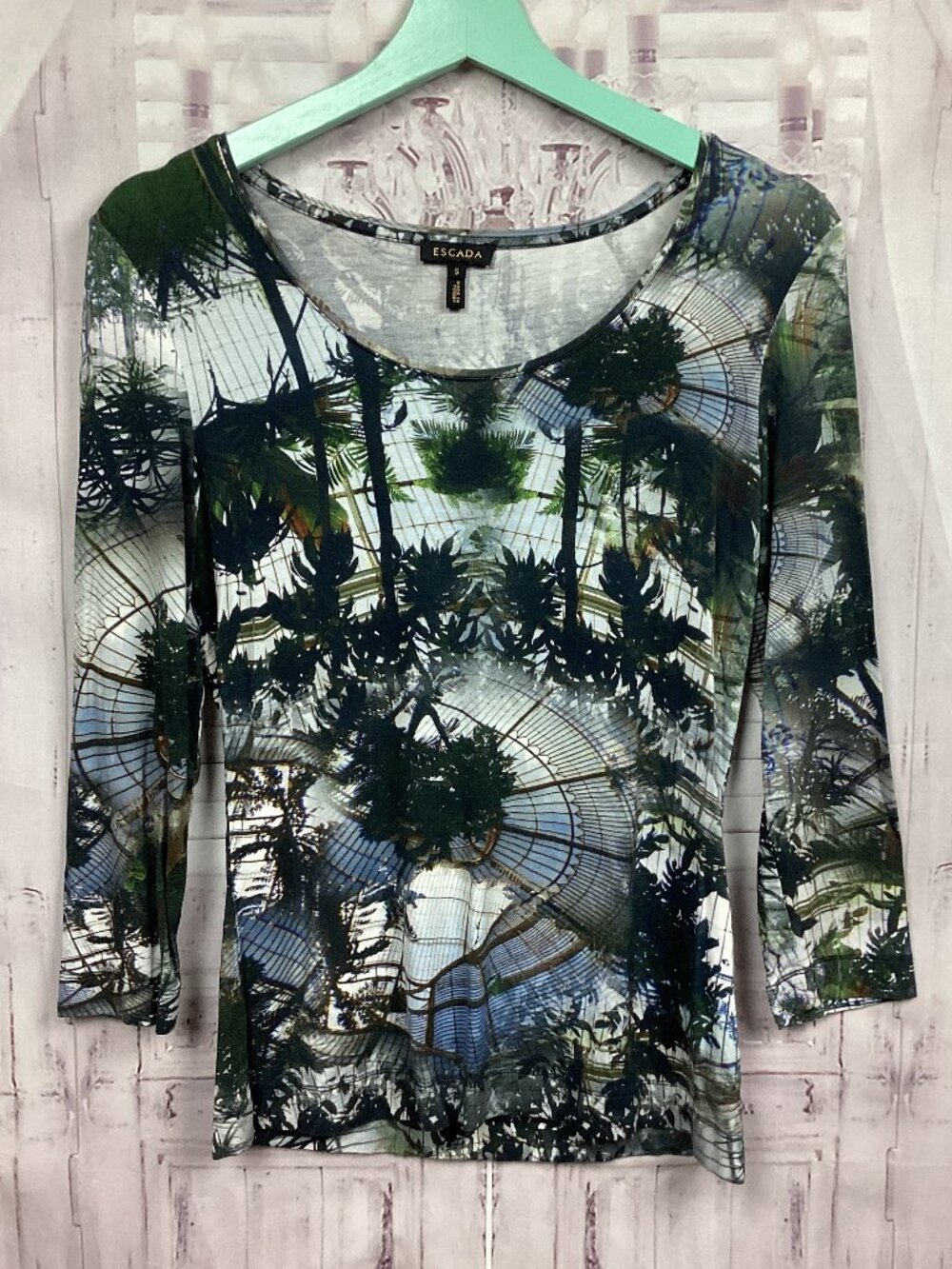 ESCADA Scenery Palm Print Stretch Top S